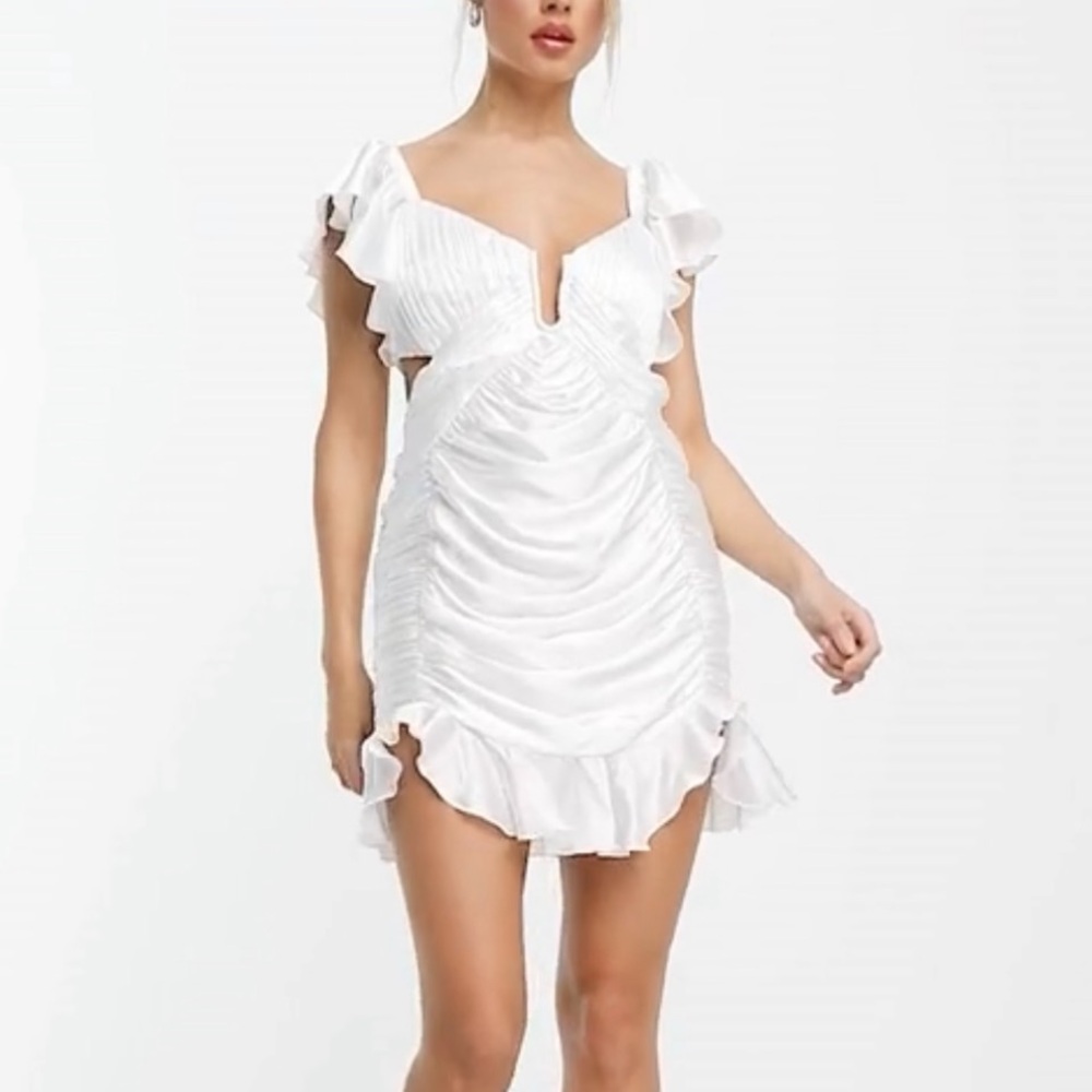 ASOS White Ruffle Mini Dress - Picture 2 of 4